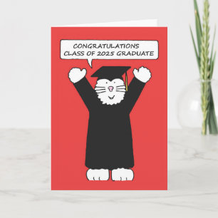 Class of 2025 Graduate Cartoon Cat Holiday Card
