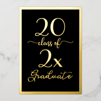 Class Of 2025 Graduate Chic Black Gold Script Foil Invitation