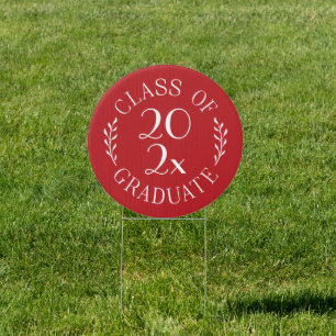 Class of 2025 Graduate Chic Red White Emblem Sign