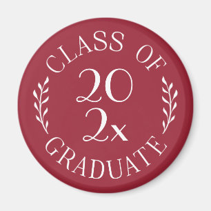 Class of 2025 Graduate Chic Typography Burgundy Magnet