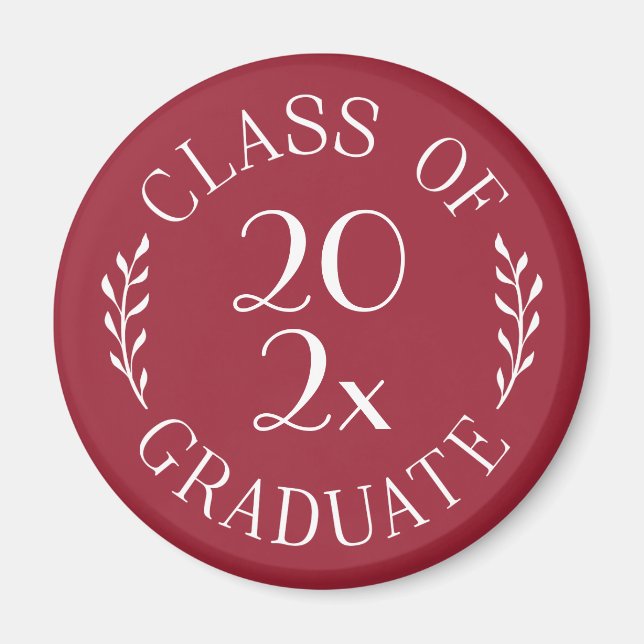 Class of 2025 Graduate Chic Typography Burgundy Magnet (Front)