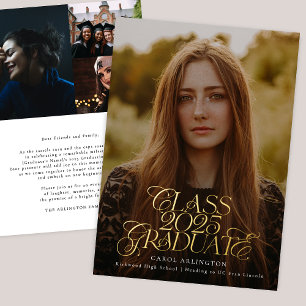 CLASS OF 2025 GRADUATE high school graduation GOLD Foil Invitation