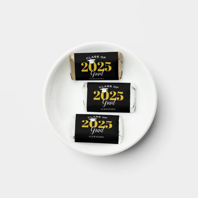 Class of 2025 Graduate Modern Black and Gold Hershey's Miniatures (Plate)