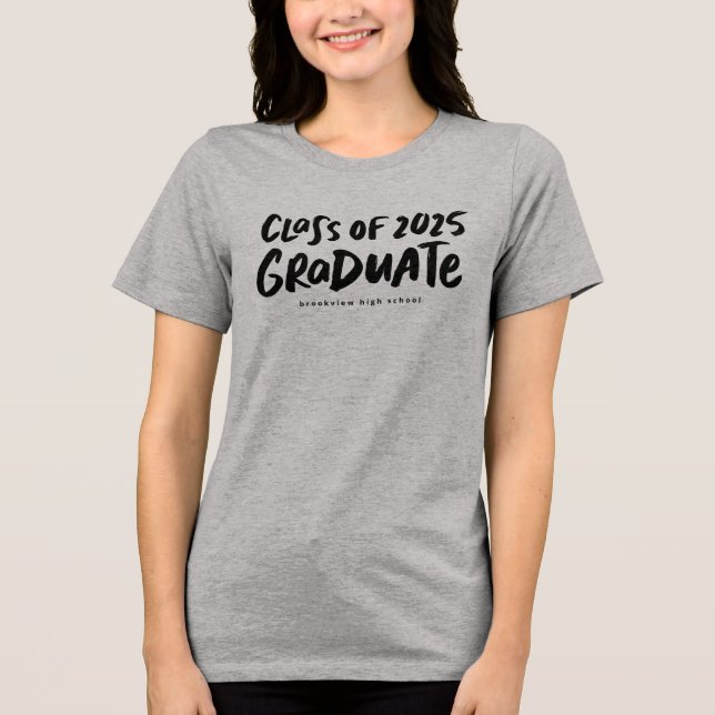 Class of 2025 graduate modern black graduation Tri-Blend shirt (Front)