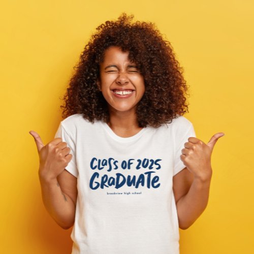 Class of 2025 graduate modern navy graduation T_Shirt