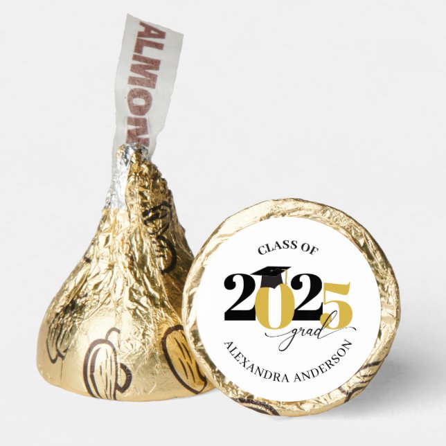 Class of 2025 Graduate Modern Tyopgraphy Gold Hershey®'s Kisses® (Front)