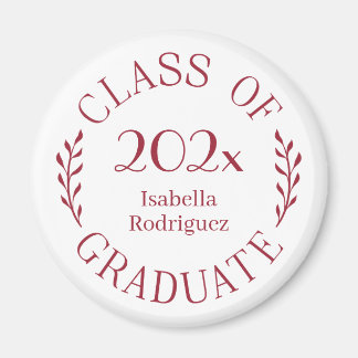 Class of 2025 Graduate Name Burgundy Typography Magnet
