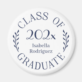 Class of 2025 Graduate Name Navy Blue Typography Magnet