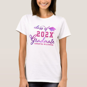 Class of 2025 Graduate Name Pink Purple Graduation T-Shirt