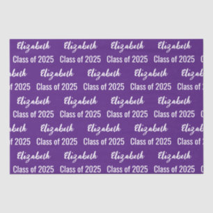Class of 2025 Graduate Name Royal Purple and White Tissue Paper
