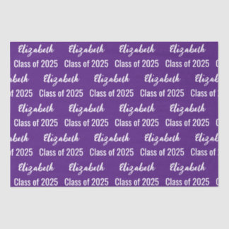 Class of 2025 Graduate Name Royal Purple and White Tissue Paper