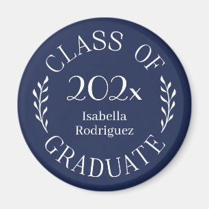 Class of 2025 Graduate Name Typography Navy Blue Magnet