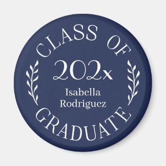 Class of 2025 Graduate Name Typography Navy Blue Magnet