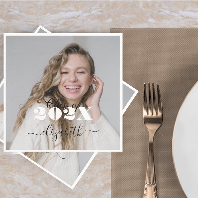 Class of 2025 Graduate Personalized Photo Name Napkins (Creator Uploaded)