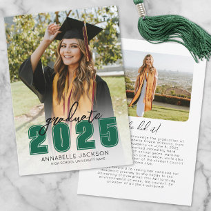 Class Of 2025 Graduate Photo Green Graduation Announcement