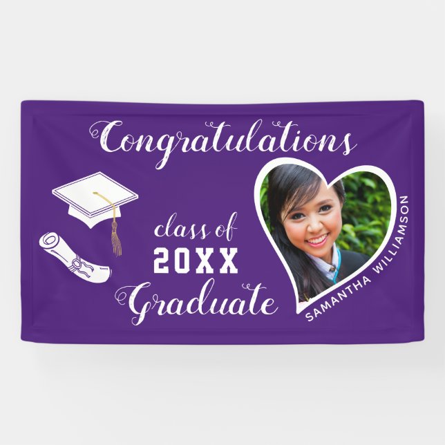 Class of 2025 Graduate Photo Purple Graduation Banner (Horizontal)