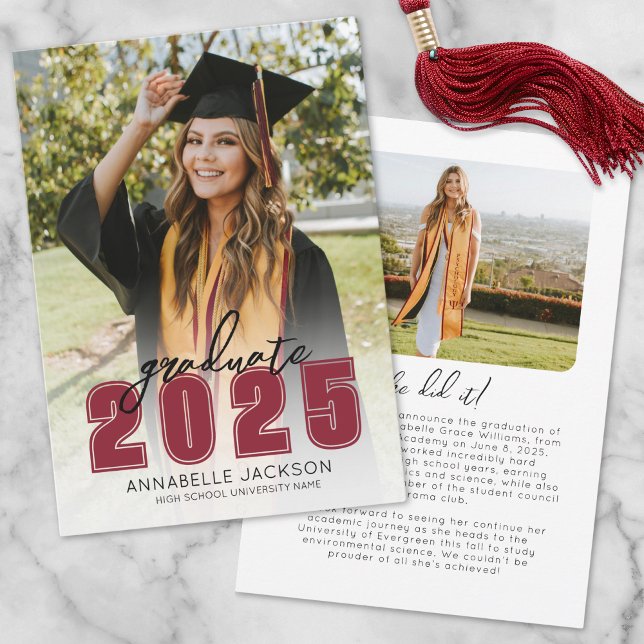 Class Of 2025 Graduate Simple Photo Graduation Announcement (Class Of 2025 Graduate Simple Photo Graduation Announcement)