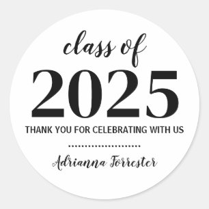 Class Of 2025 Graduate Thank You Bold Classic Round Sticker
