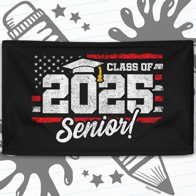 Class of 2025 Graduation American Flag Senior 2025 Banner (Creator Uploaded)