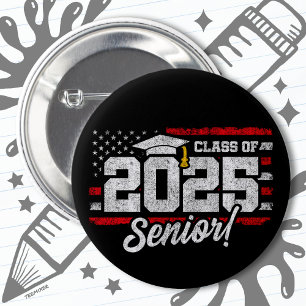 Class of 2025 Graduation American Flag Senior 2025 Button
