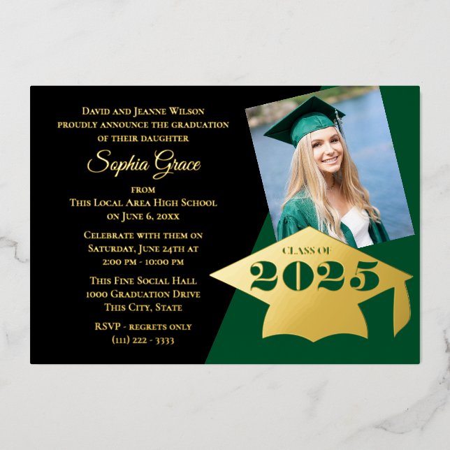 Class of 2025 Graduation Cap Foil Invitation (Front)