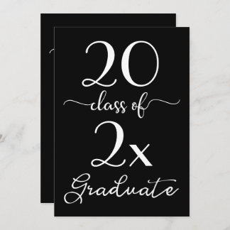 Class Of 2025 Graduation Chic Black White Script Invitation