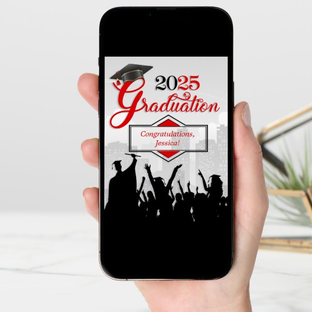 Class of 2025 Graduation Congratulations in Red Card (Front Digital)