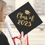 Class of 2025 Graduation Gold Calligraphy Script Graduation Cap Topper<br><div class="desc">Graduate Gold Calligraphy Script | Custom Graduation Cap</div>