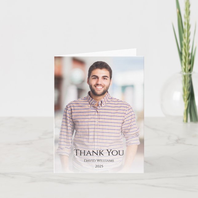 Class of 2025 Graduation Modern Photo Thank You Card (Front)