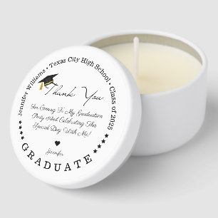 class of 2025, graduation modern script thank you mini candle favors
