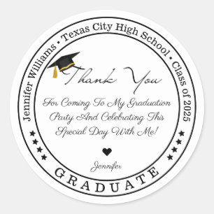 class of 2025, graduation modern thank you  classic round sticker