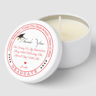 class of 2025, graduation modern thank you red  mini candle favors