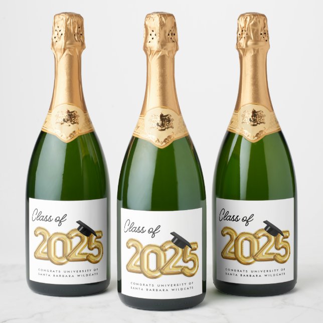 Class of 2025 Graduation Party Decor Sparkling Wine Label (Bottles)