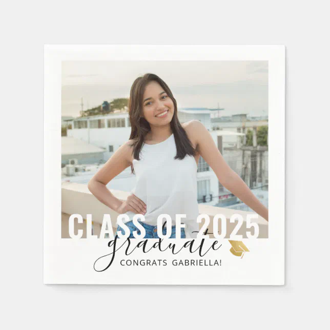 Class of 2025 Graduation Party Photo Napkins | Zazzle