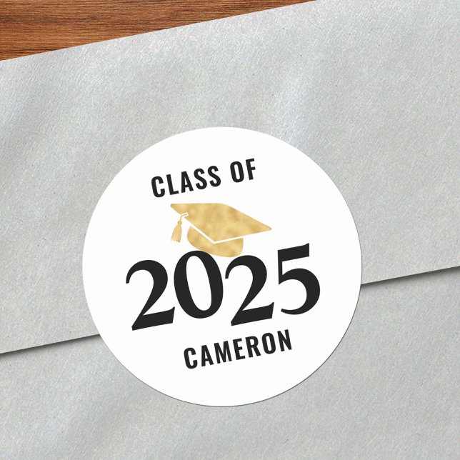 Class of 2025 Graduation Personalized Classic Round Sticker (Creator Uploaded)