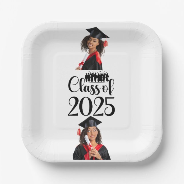 Class of 2025 Graduation Personalized Paper Plates (Front)