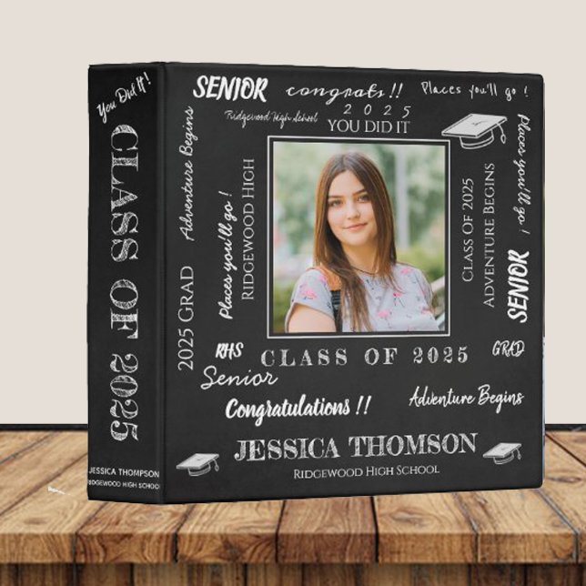 Class Of 2025 Graduation Photo Memories Chalkboard 3 Ring Binder (Class Of 2025 Graduation Photo Memories Chalkboard 3 Ring Binder)
