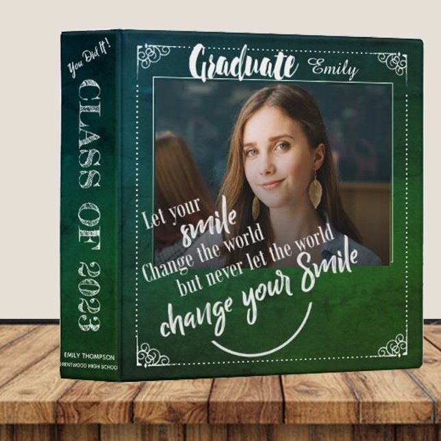 Class Of 2025 Graduation Photo Memories Green 3 Ring Binder (Creator Uploaded)