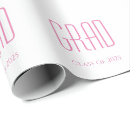Class of 2025 Graduation Simple Pink Typography  Wrapping Paper
