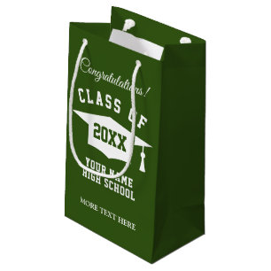 Class of 2025 green high school graduate gift bags