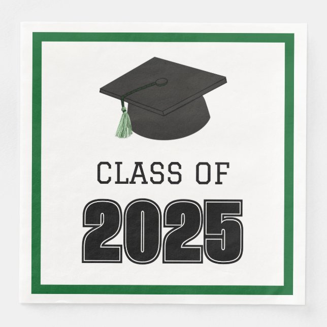 Class of 2025 Green Paper Dinner Napkins (Front)