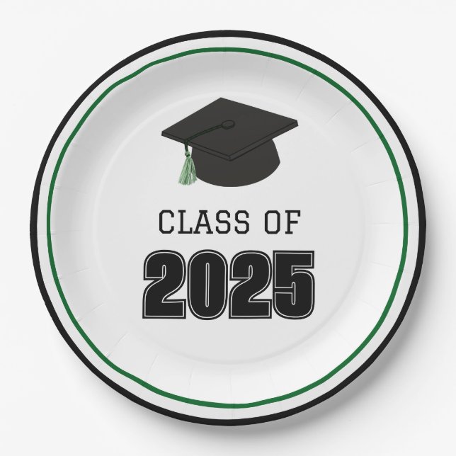 Class of 2025 Green Paper Plates (Front)