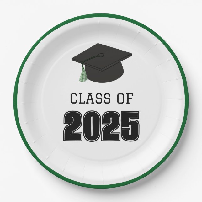 Class of 2025 Green Paper Plates (Front)
