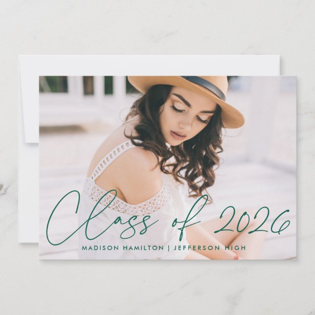 Class of 2025 Green Script Graduation Party Invitation (Front)