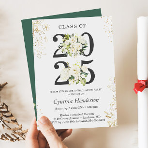 Class of 2025 Greenery Floral Graduation Party Invitation