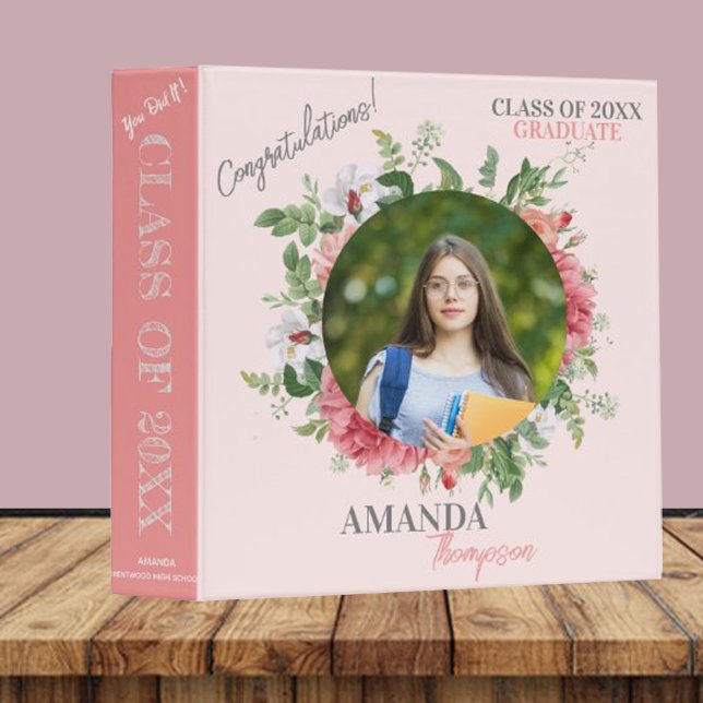 Class Of 2025 Inspirational Quote Photo Graduation 3 Ring Binder (Class of 2025 Graduation Memory Binder with Photo & Inspirational Quote | Custom Keepsake)