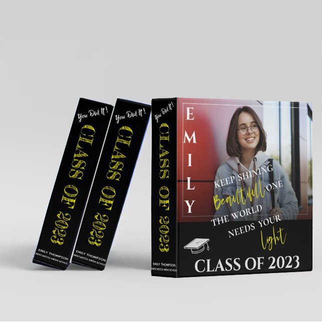 Class Of 2025 Keep Shining Quote Photo Graduation  3 Ring Binder (Creator Uploaded)