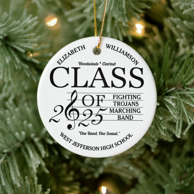 Class of 2025 Marching Band Music Ceramic Ornament (Tree)