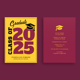 Class of 2025 Maroon Gold Retro Graduation Announcement