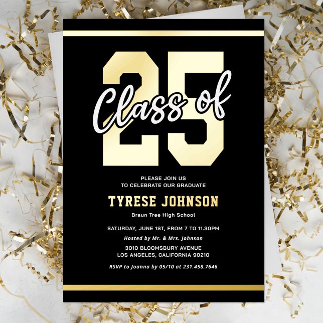 Class of 2025 Masculine Graduation Party Foil Invitation (Creator Uploaded)